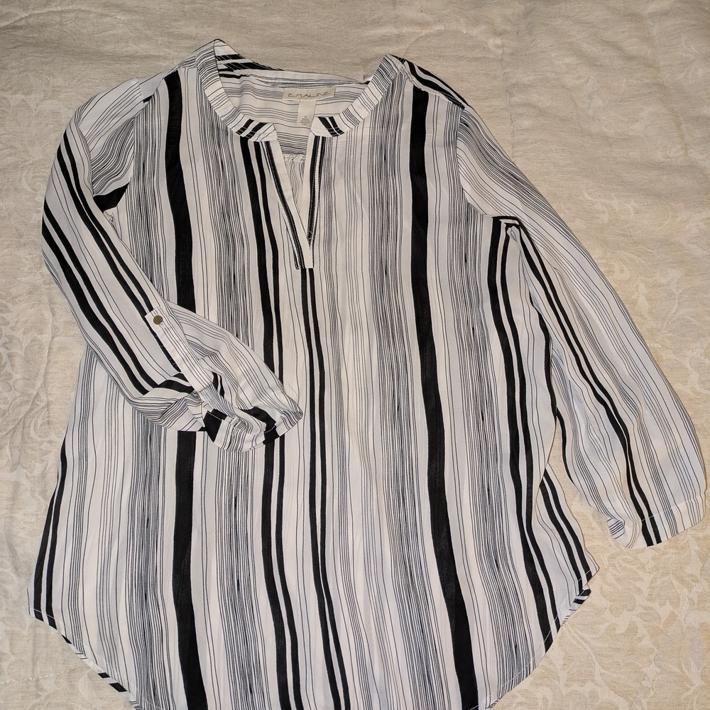 Black and White Striped Blouse